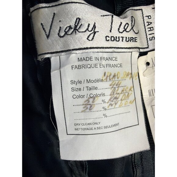 Vicky Tiel Couture Black Off-Shoulder Ruched Evening Gown Made In France size 12 - Picture 11 of 12